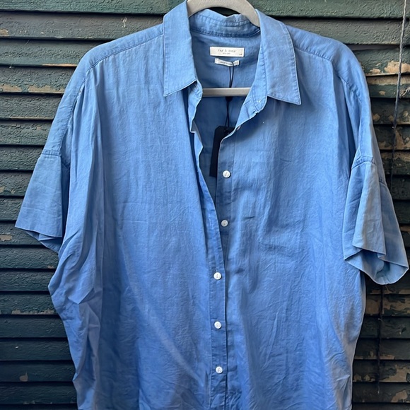 Rag & Bone Tie Shirt Indigo Large NWT - Picture 3 of 7